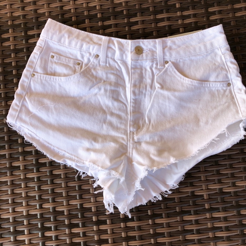 NWT Topshop Moto White kiri cutoff shorts